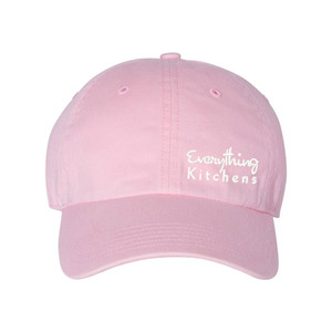 *NEW* EVERYTHING KITCHENS - WHITE TEXT EMBROIDERY - Richardson Washed Chino Cap - Pink