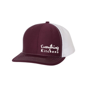 *NEW* EVERYTHING KITCHENS - TEXT EMBROIDERY - Richardson Snap Back Trucker Cap - Maroon/White