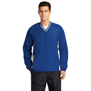 Meeks Sport-Tek® Tipped V-Neck Raglan Wind Shirt