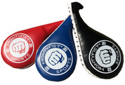 Kicking paddles come in 3 different colors (red, blue, black). Double clapper for louder sounds when kicked.