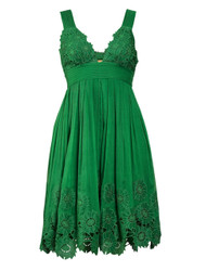 Emerald cutt-out trim summer dress