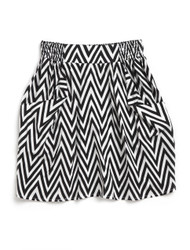 Geometric print pocketed skirt