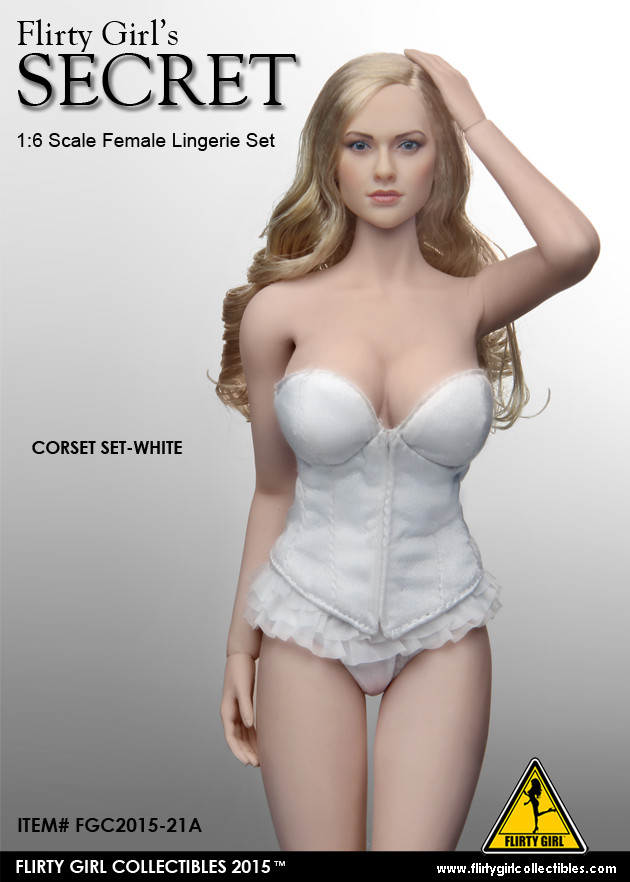 1:6 Flirty Girl Lady Tuxedo Lingerie Character Set with Head in Black #2015-15