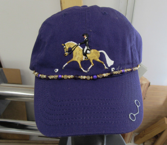 Hand Painted Embellished Cap; purple w/palomino