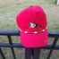 Hand Painted Embellished Cap; Red w/Blk & Wht Pinto