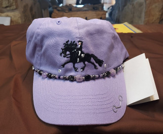 Hand Painted Embellished Cap; Lavender w/Fresian