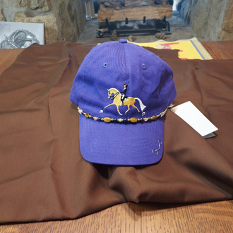 Hand Painted Embellished Cap; royal purple w/palomino