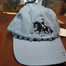 Hand Painted Embellished Cap; mid blue w/blk horse