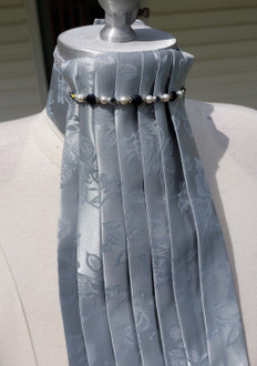 Custom Stock Ties W/Changeable Embellishment-Silver Brocade