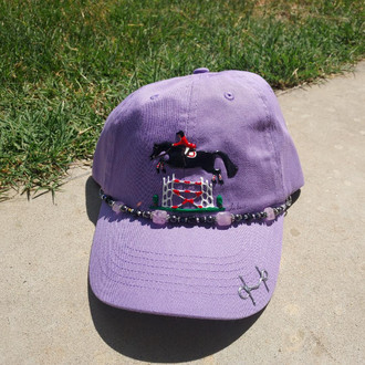 Hand Painted Embellished Cap w/Jumper/lavender/blk horse