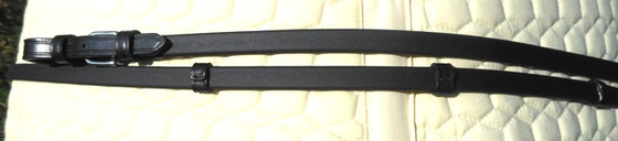 Premium Black Biothane 1/2" Reins w/ Leather Stops & Ends by Jerry's Harness