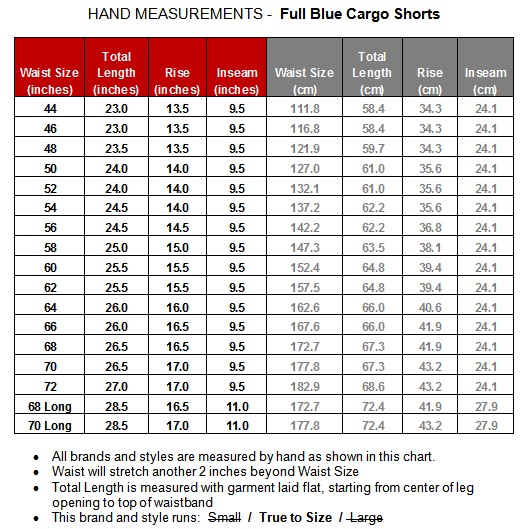 dickies 872 size chart