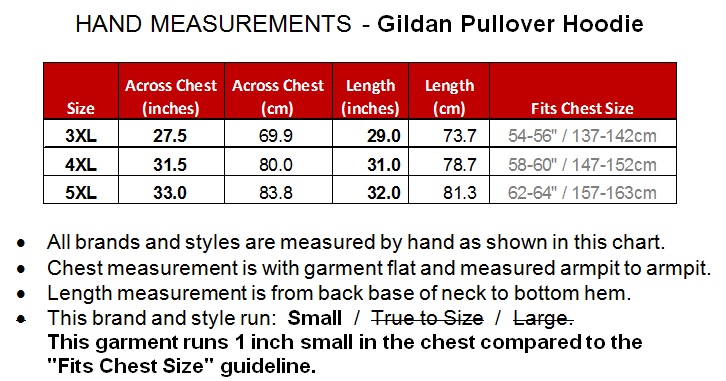 Gildan Size Chart Pants
