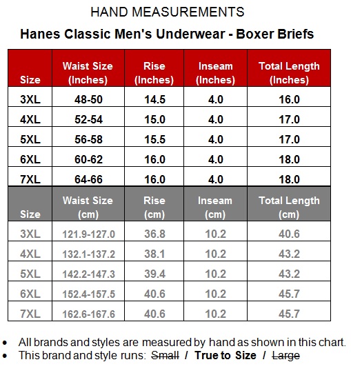 Hanes Boxer Briefs Size Chart - Wibe Blog