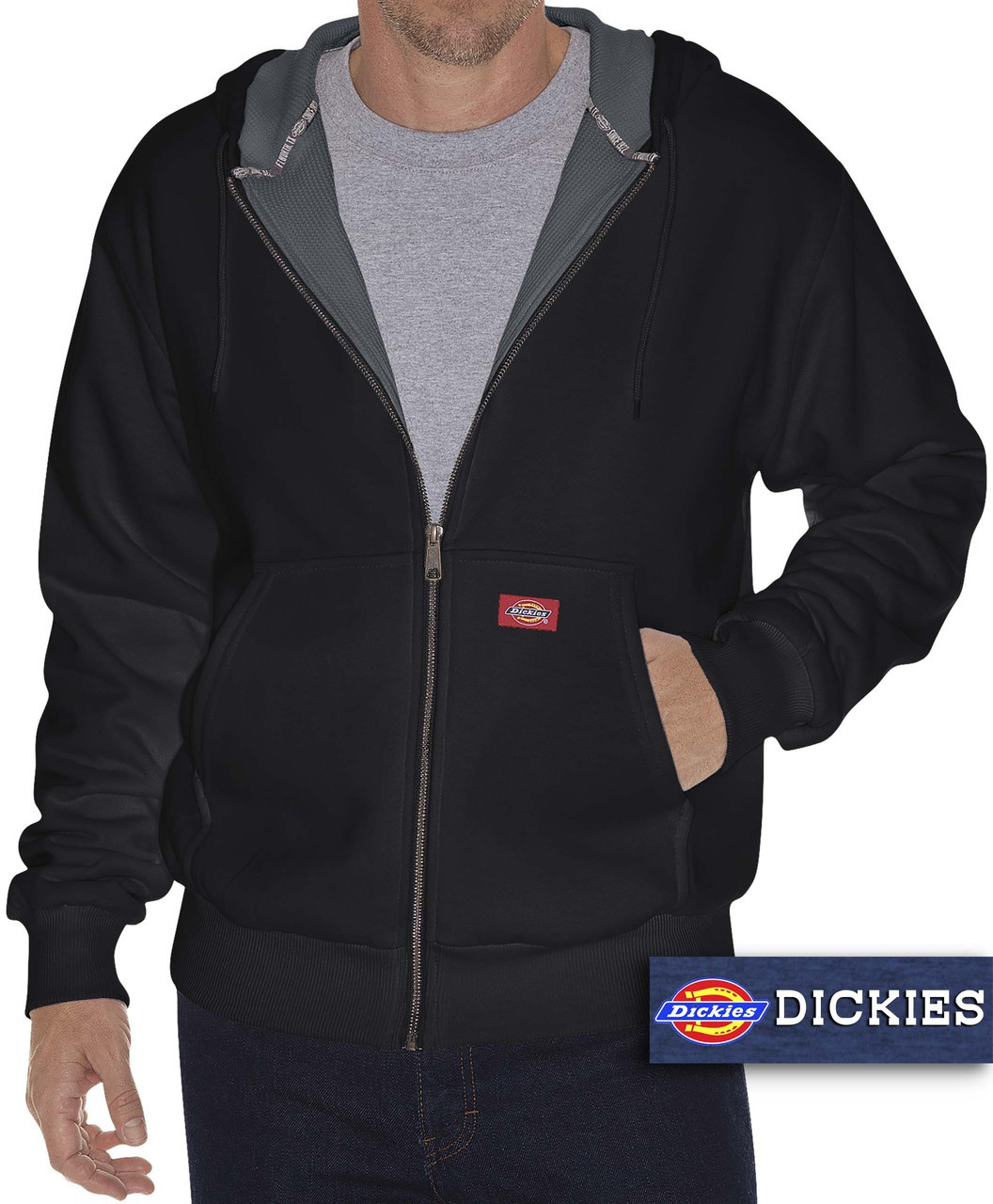 Dickies Mens S-3XL 4XL 5XL Thermal Lined FLEECE Hooded Sweatshirt Jacket tw382