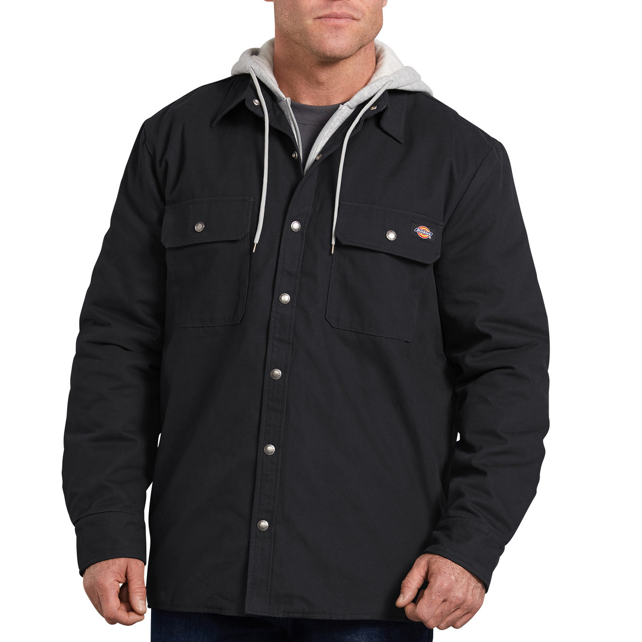 Dickies Big and Tall Men's Black Hooded Heavy Canvas Shirt Jacket
