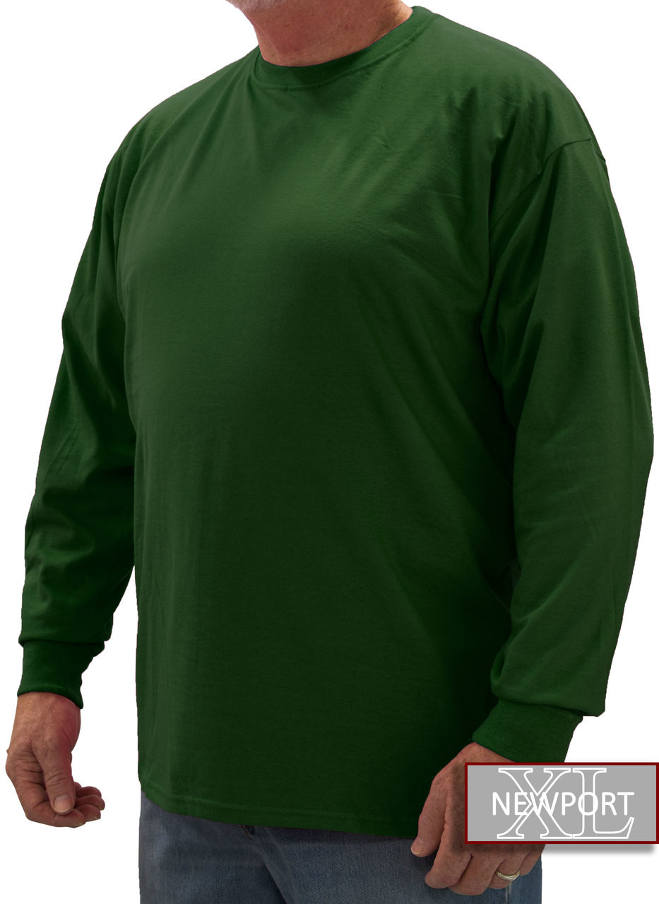 Newportxl Dark Green Big Tall Men S Cotton Long Sleeve T Shirt