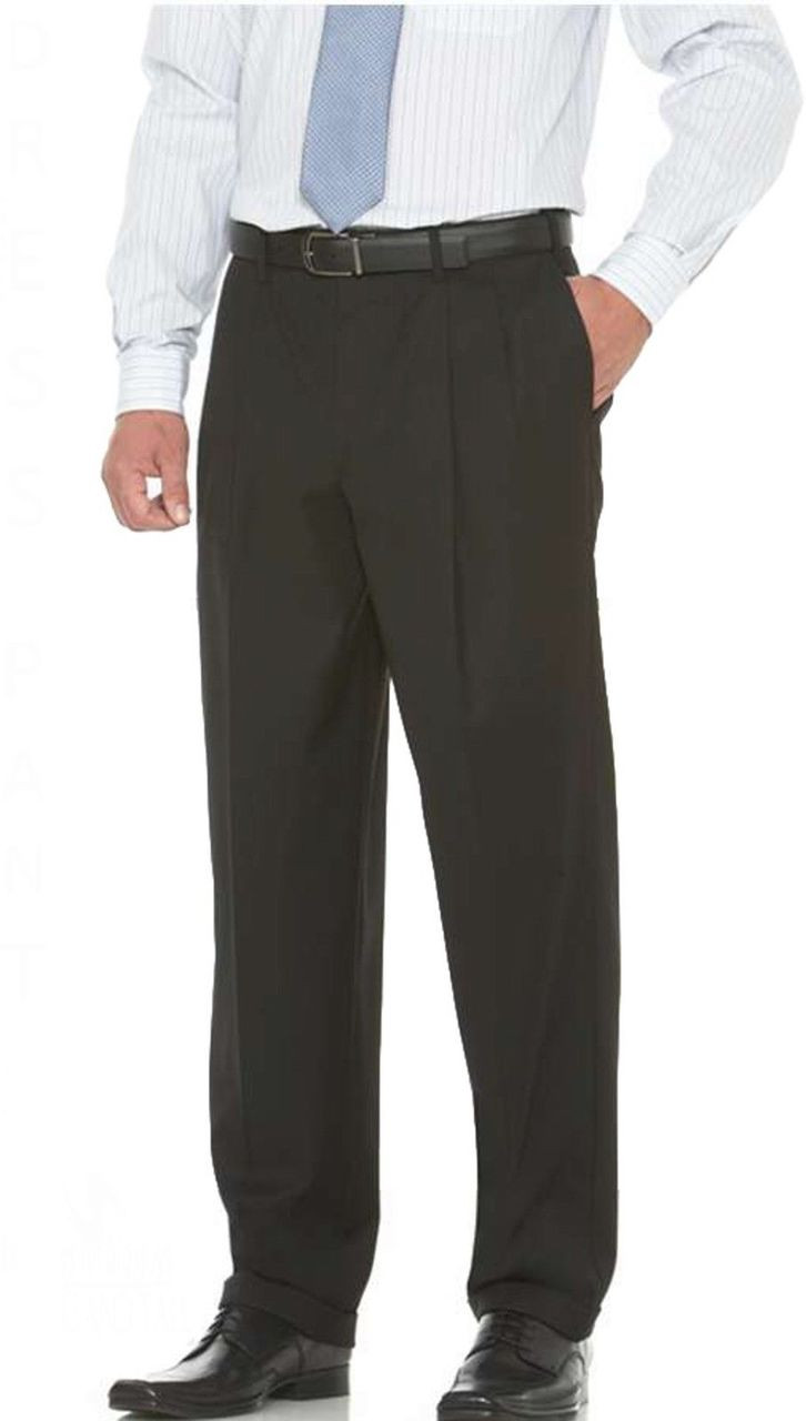 Big Tall Men S Black Crosshatch Dress Pants With Stretch By Savane