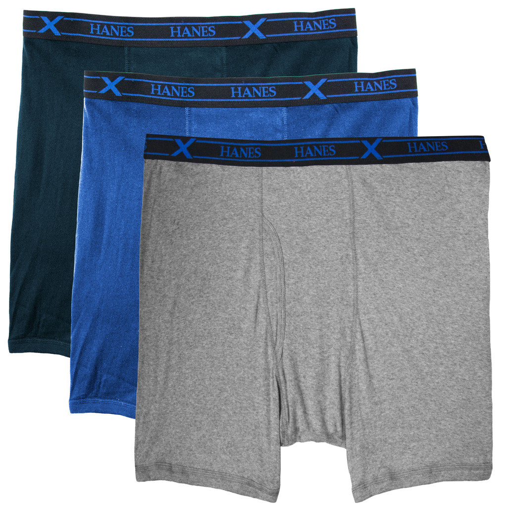 Big Men's Underwear Long Boxer Briefs 3-Pack by Hanes Ultimate