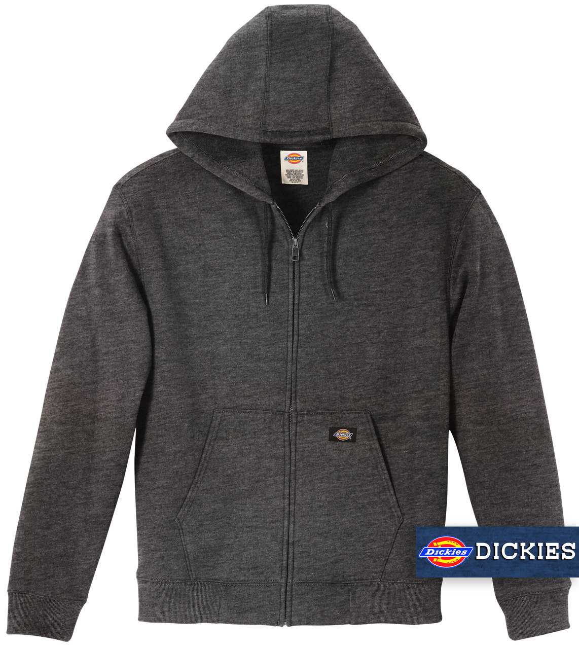 Dickies Fleece Zip Charcoal Hoodie in Big & Tall