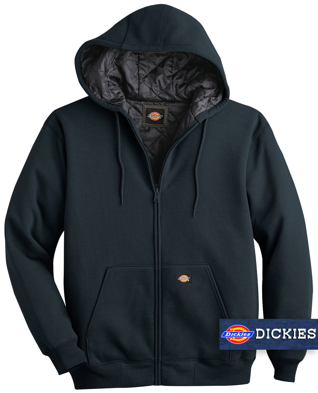 NAVY Heavy Fleece Zip Hoodie Jacket with Quilted Lining.