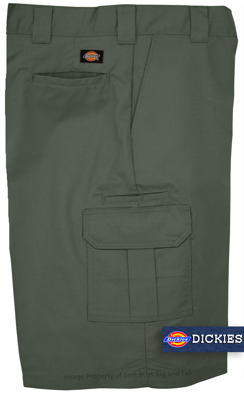 Relaxed fit big men's charcoal gray cargo work shorts by Dickies.