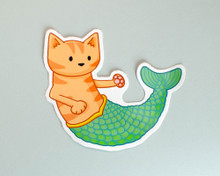 Mermaid Cat - Vinyl Cat Sticker
