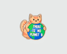 There is No Planet B - Wooden Fridge Magnet - Ginger Cat