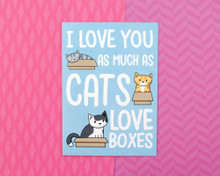 I Love You As Much As Cats Love Boxes - Greetings Card - Valentine's Day