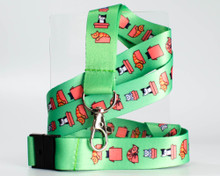 Cats in Boxes - Green Lanyard  - with Safety Clip
