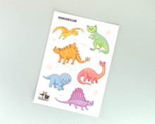 Dinosaur Cats Sticker Sheet