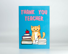 Thank You Teacher - Greetings Card - Blue