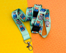 Green Medical Cats - Lanyard  - with Double Safety Clip