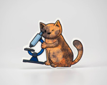 Microscope Cat - Acrylic Pin -STEM