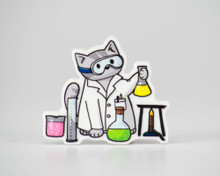 Chemist Cat - Acrylic Pin -STEM