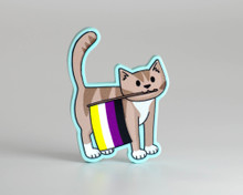 Pride Cat - Non Binary Flag - Acrylic Pin