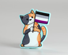 Pride Cat - Asexual Flag - Acrylic Pin