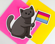 Pride Cat - Pansexual Flag- Vinyl cat sticker
