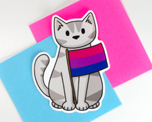 Pride Cat - Bisexual Flag- Vinyl cat sticker