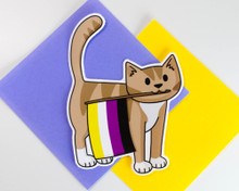 Pride Cat - Non-Binary Flag- Vinyl cat sticker