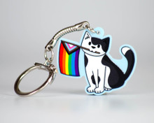Progress Pride Cat Key Ring