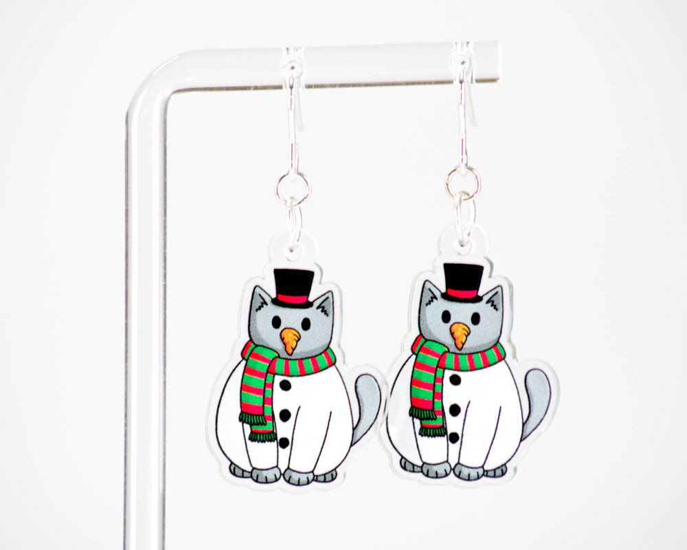 santa cat earrings