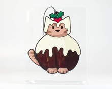 Christmas Pudding Cat - Wooden Decoration
