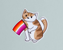 Pride Cat - Lesbian Flag- Vinyl cat sticker