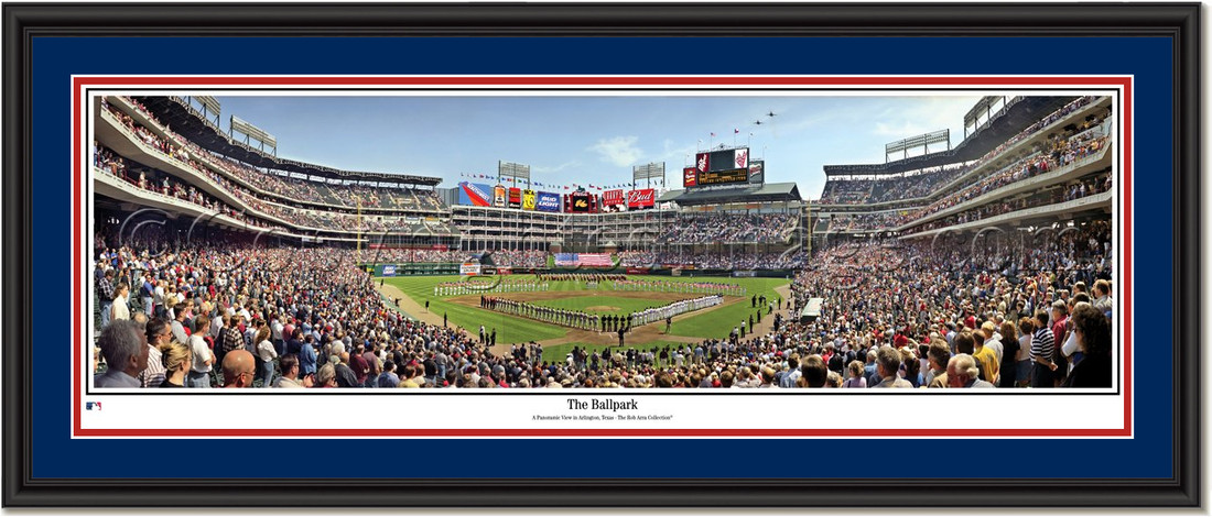 Texas Rangers The Ballpark Opening Day Framed Picture Double Matting and Black Frame