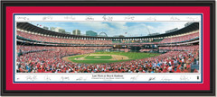 St. Louis Cardinals Last Pitch at Busch Stadium with Signatures DOUBLE MATTING and BLACK FRAME