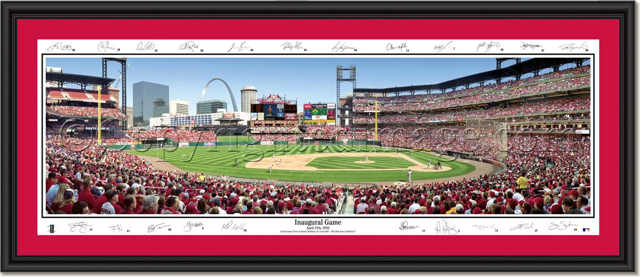 St. Louis Cardinals, Inaugural Game Busch Stadium Signed Poster