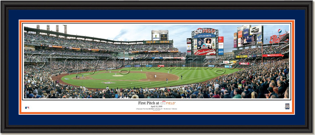 New York Mets Citi Field First Pitch Framed Poster  Double Matting