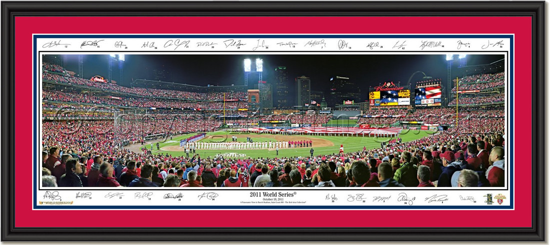 St. Louis Cardinals 2011 World Series Print Signature Edition DOUBLE MATTING and BLACK FRAME