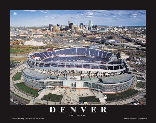 Vintage Denver Broncos Mile High Stadium Football Print